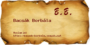 Bacsák Borbála névjegykártya