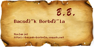 Bacsák Borbála névjegykártya
